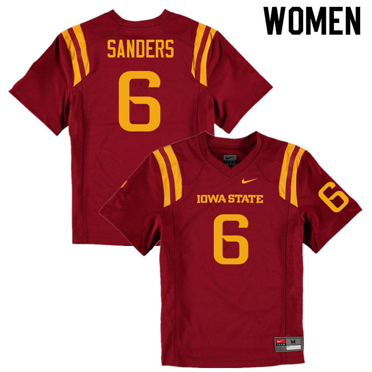 Women #6 Eli Sanders Iowa State Cyclones College Football Jerseys Sale-Cardinal